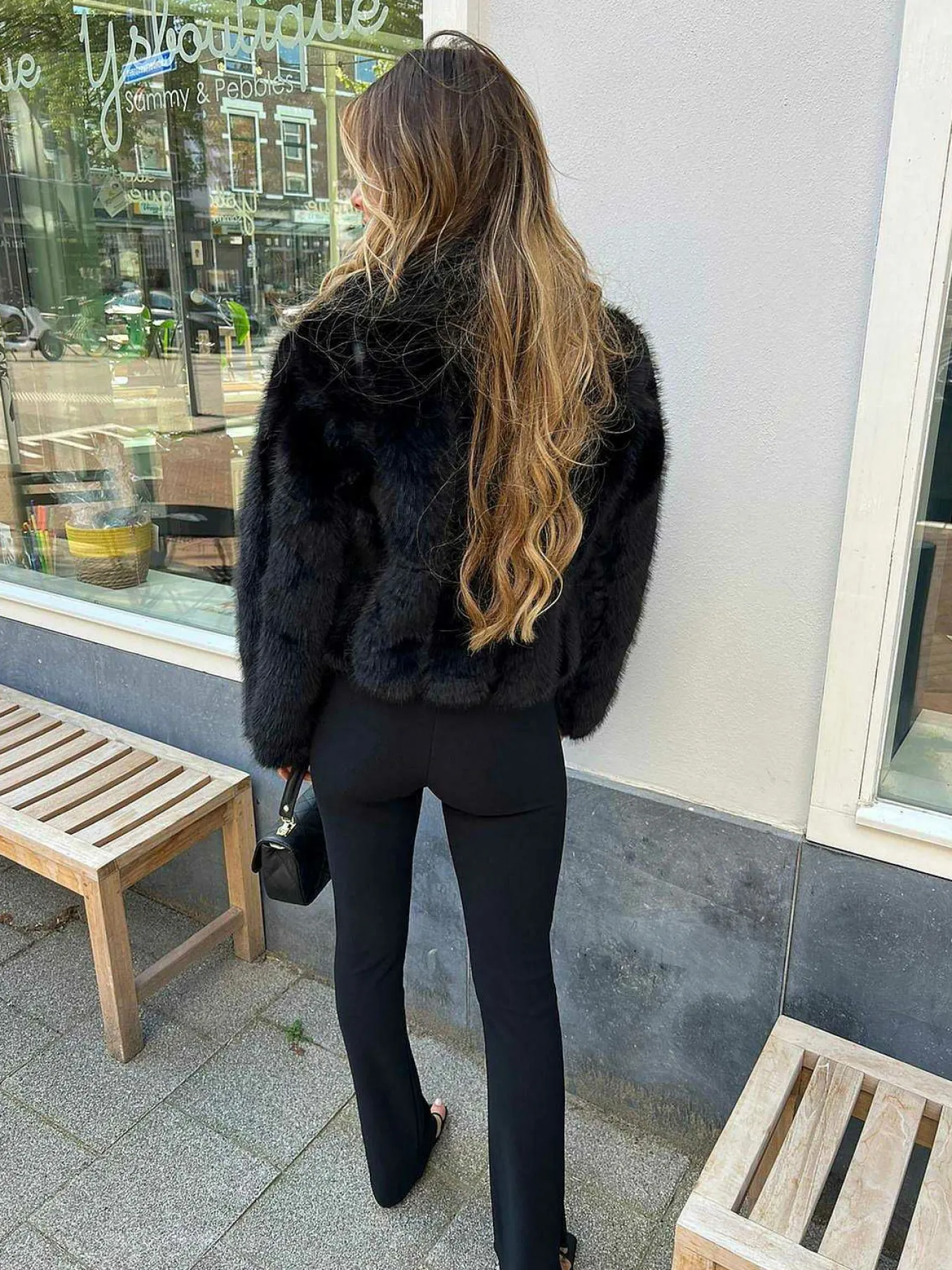 Online Perfect Rib Split Flared Pants Black Broeken