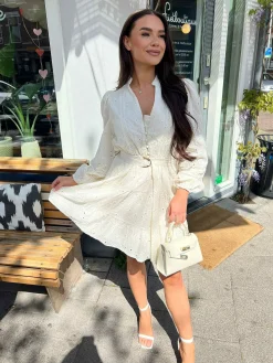 Cheap Pien Broderie Dress Beige Jurken