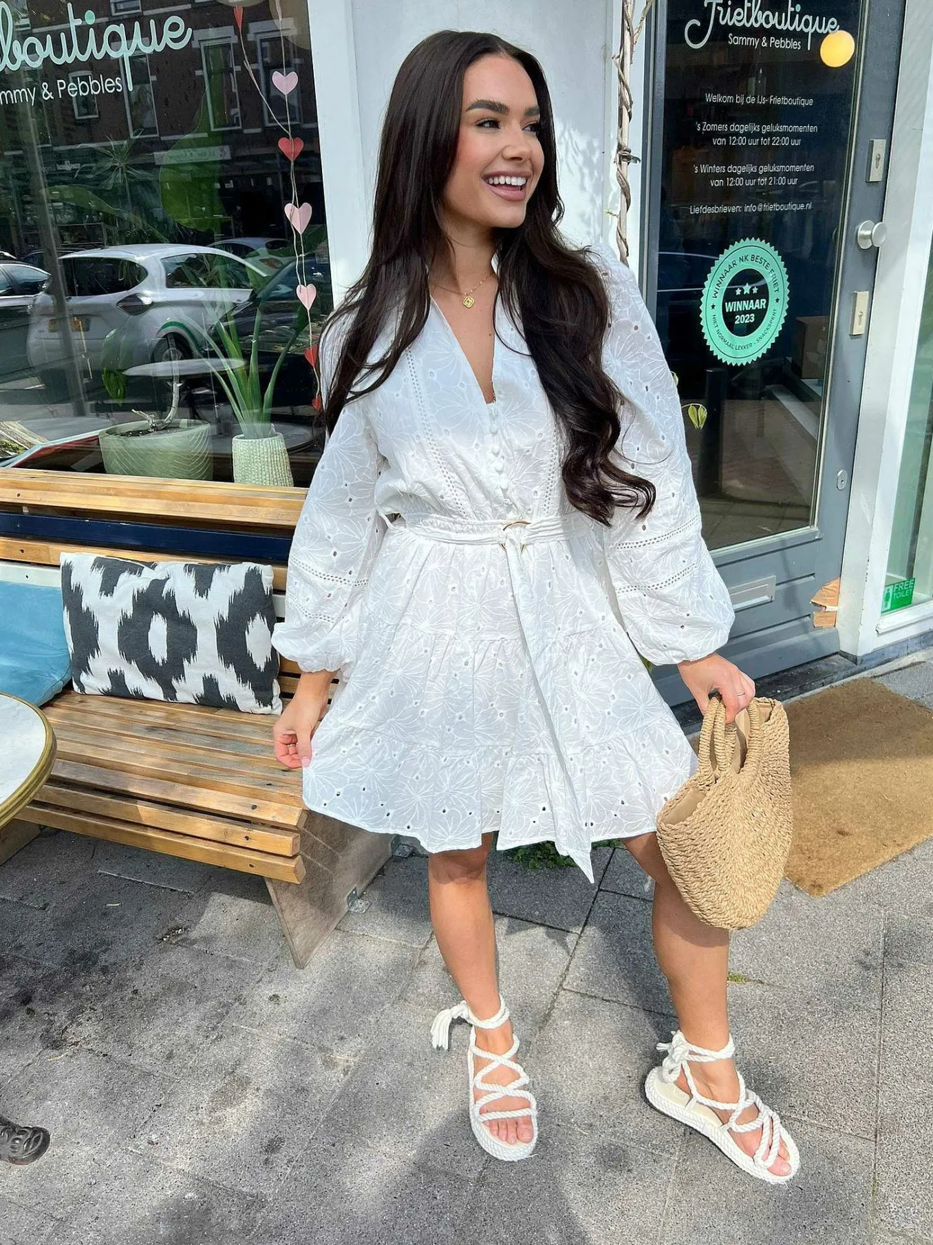 Clearance Pien Broderie Dress White Jurken