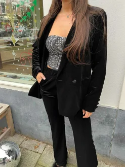 New Quinn Velvet Suit Black Sets