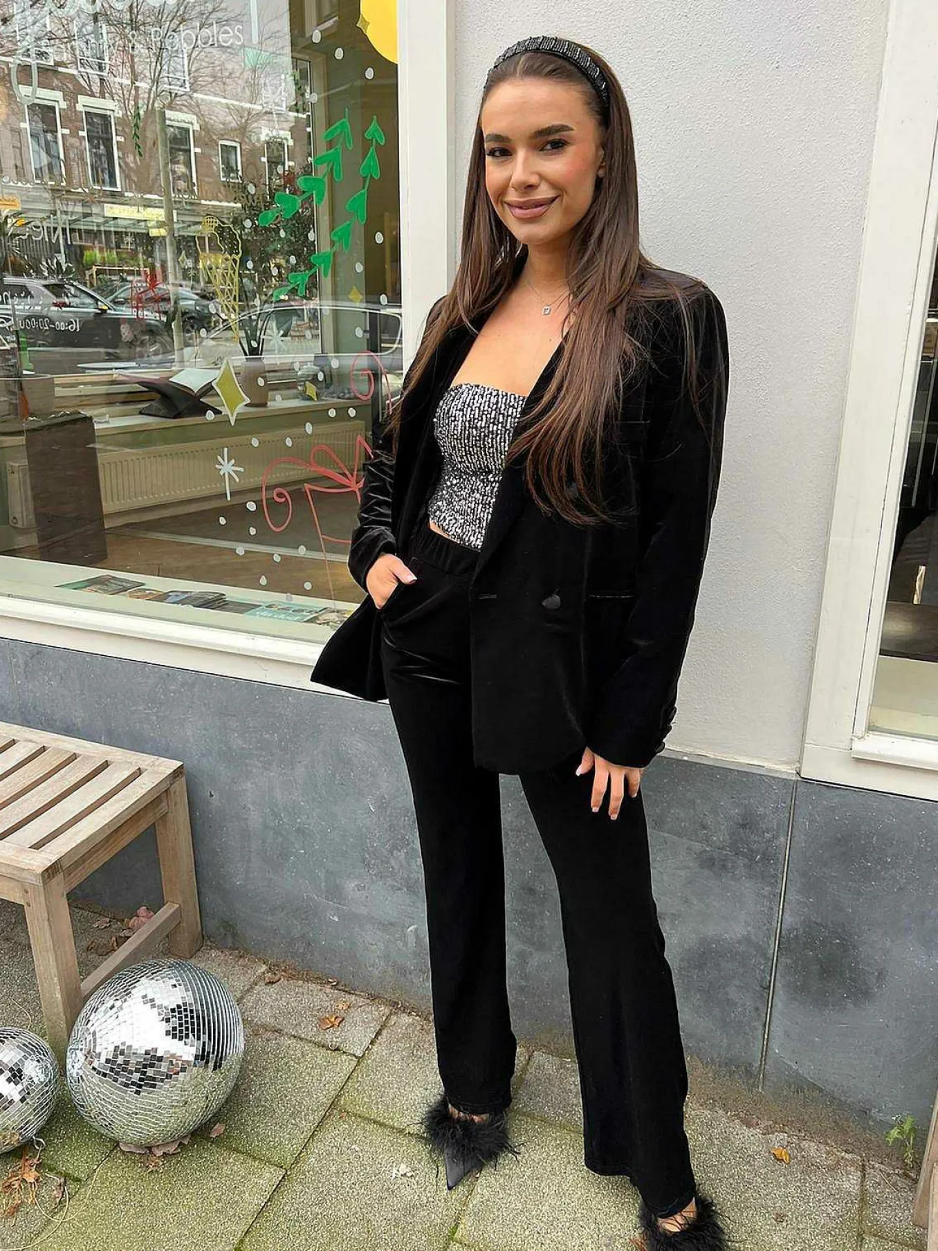 New Quinn Velvet Suit Black Sets