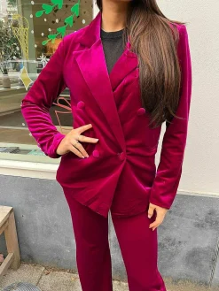 Sale Quinn Velvet Suit Magenta Sets