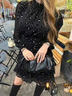 Store Romy Metallic Clutch Black Tassen