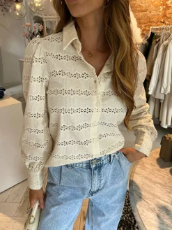 Flash Sale Roos Broderie Blouse Beige Tops & Blousjes