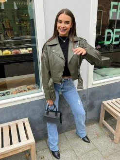 Store Rose Leatherlook Jacket Army Jassen