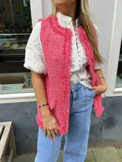 Online Ruby Fringe Gilet Cherry Gilets