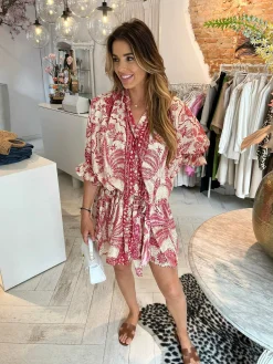 Cheap Ruby Golden Print Dress Fuchsia Jurken