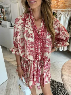 Cheap Ruby Golden Print Dress Fuchsia Jurken