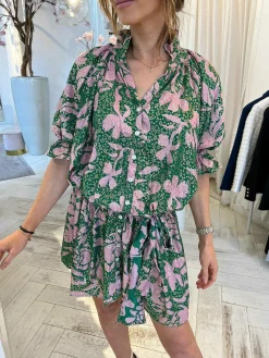 Sale Ruby Golden Print Dress Green Jurken