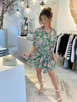 Sale Ruby Golden Print Dress Green Jurken
