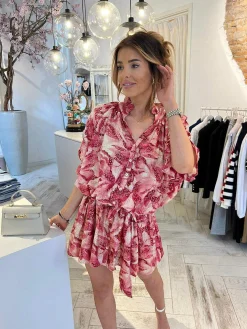 Flash Sale Ruby Golden Print Dress Pink Jurken