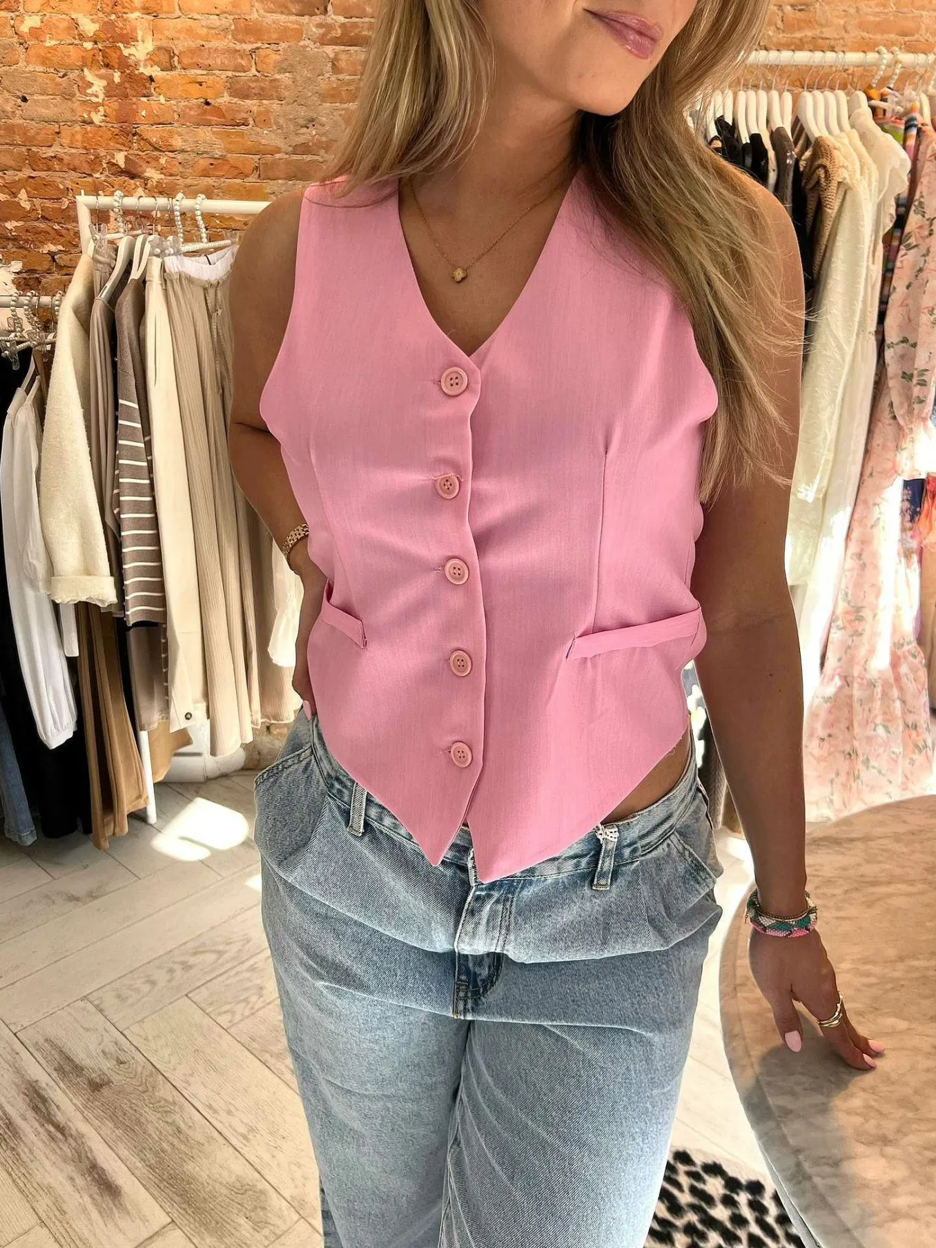 Sale Saar Perfect Gilet Pink Gilets