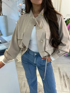 Online Sam Cropped Jacket Beige Jassen