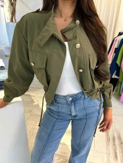 Fashion Sam Cropped Jacket Beige Army Jassen