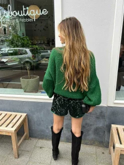 Shop Sequin Sporty Short Petrol Shorts