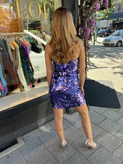 Discount Sequin Strapless Dress Purple Jurken
