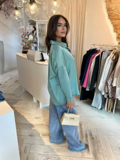 Outlet Silky V Neck Blouse Mint Tops & Blousjes