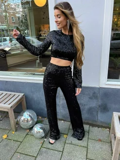 Cheap Sophie Sequin Pants Black Broeken