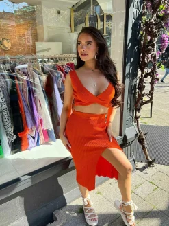 Sale Stacey Ribbed Set Orange Sets