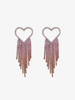New Strass Earrings Open Hearts Pink Oorbellen
