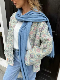 Store The Supersoft Scarf Denim Blue Mutsen & Sjaals