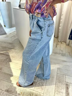 Store Ultra Wide Leg Jeans Blue Broeken