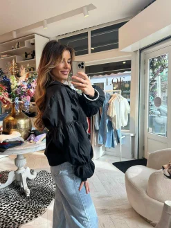 Fashion Vicky Puff Sleeve Blouse Black Tops & Blousjes