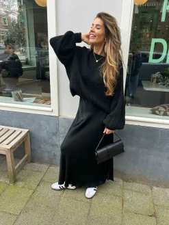 Cheap Vive Silky Maxi Skirt Black Rokken