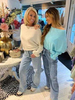 Shop Vlinder Ruffle Sleeve Light Blue Truien