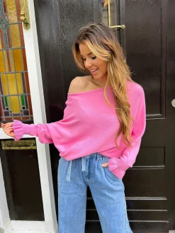 Best Vlinder Ruffle Sleeve Pink Truien