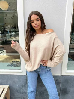 Fashion Vlinder Trui Beige Truien