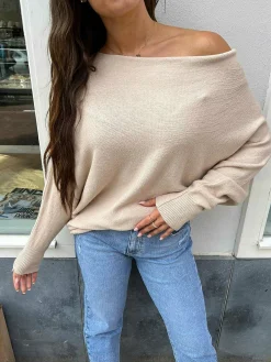 Fashion Vlinder Trui Beige Truien