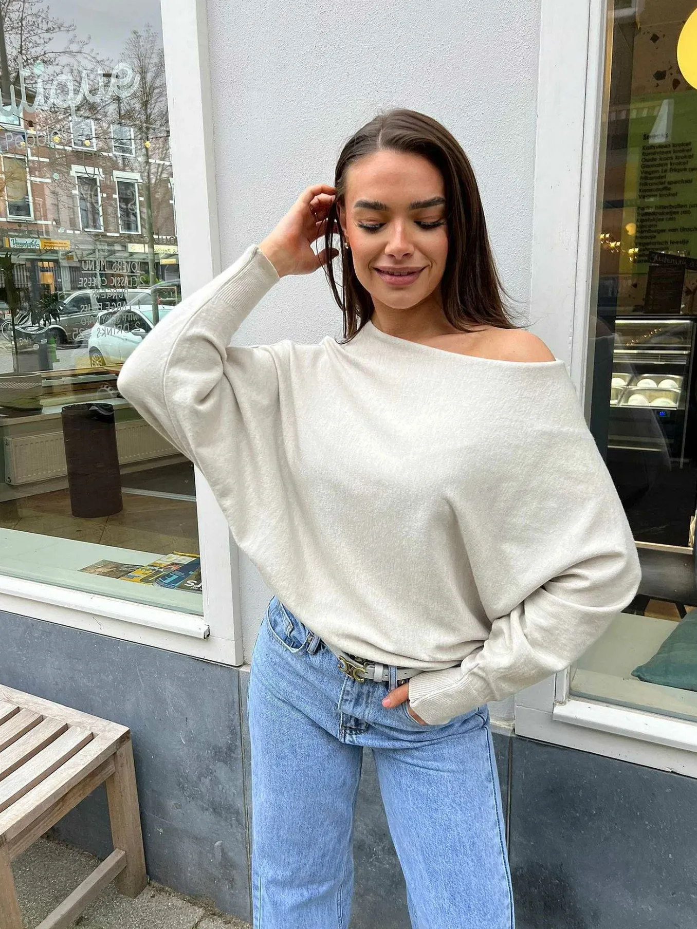 Clearance Vlinder Trui Light Beige Truien