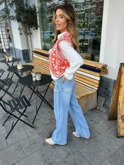 Clearance Wide Leg High Rise Jeans Blue Broeken