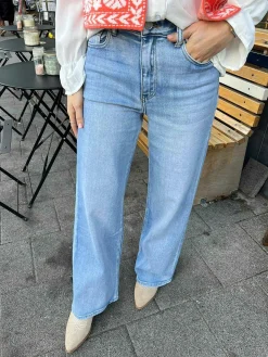 Clearance Wide Leg High Rise Jeans Blue Broeken