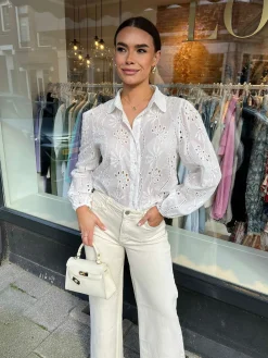 Clearance Wide Leg Jeans Beige Broeken