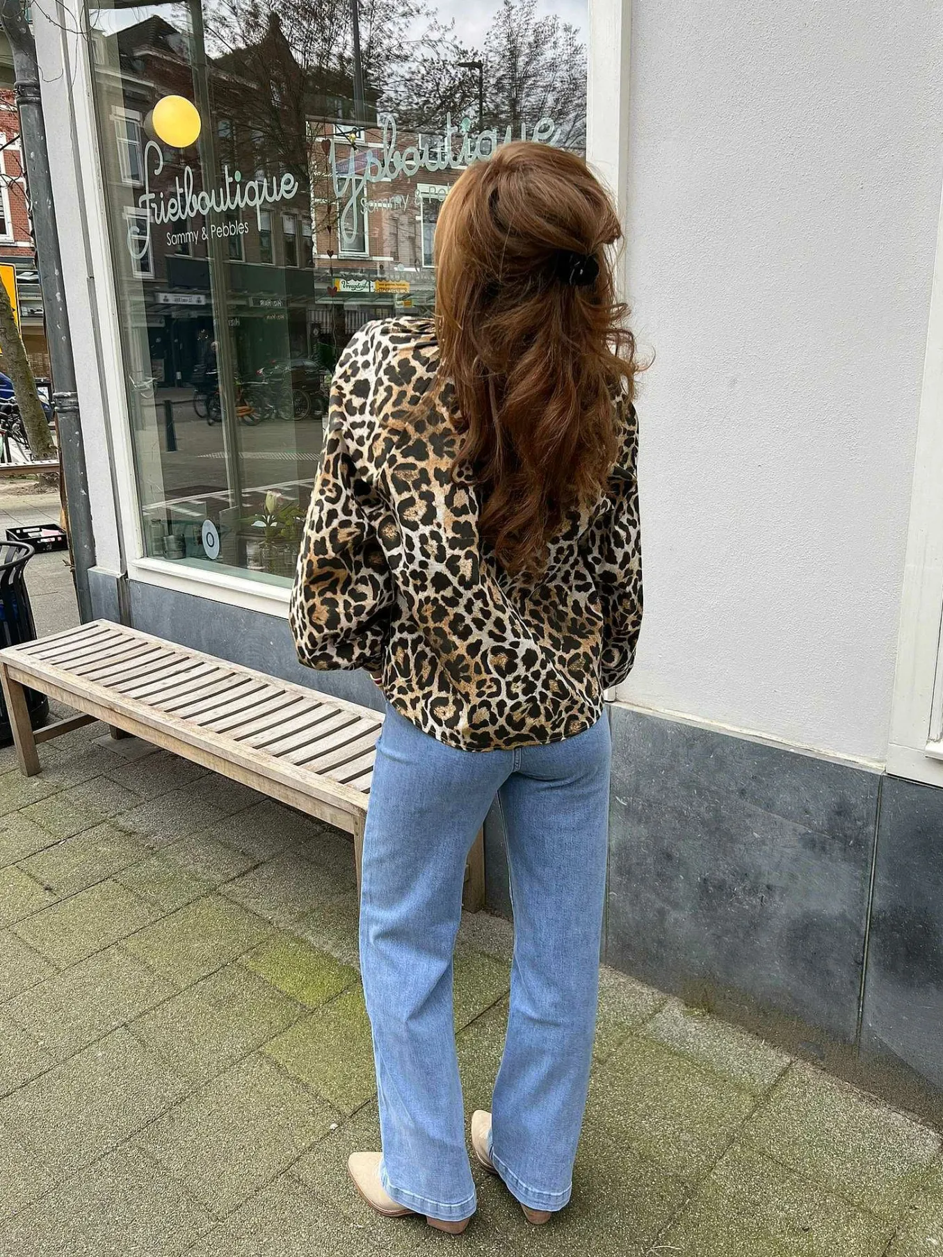 Fashion Wide Leg Jeans Light Blue Broeken