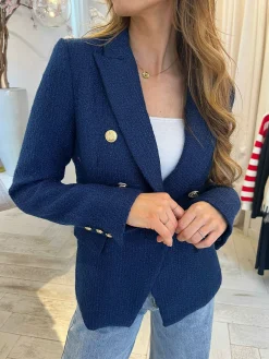 Hot Yasmine Tweed Blazer Navy Blazers