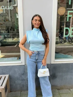 Best Yuna Silky Top Baby Blue Tops & Blousjes