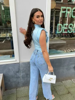 Best Yuna Silky Top Baby Blue Tops & Blousjes