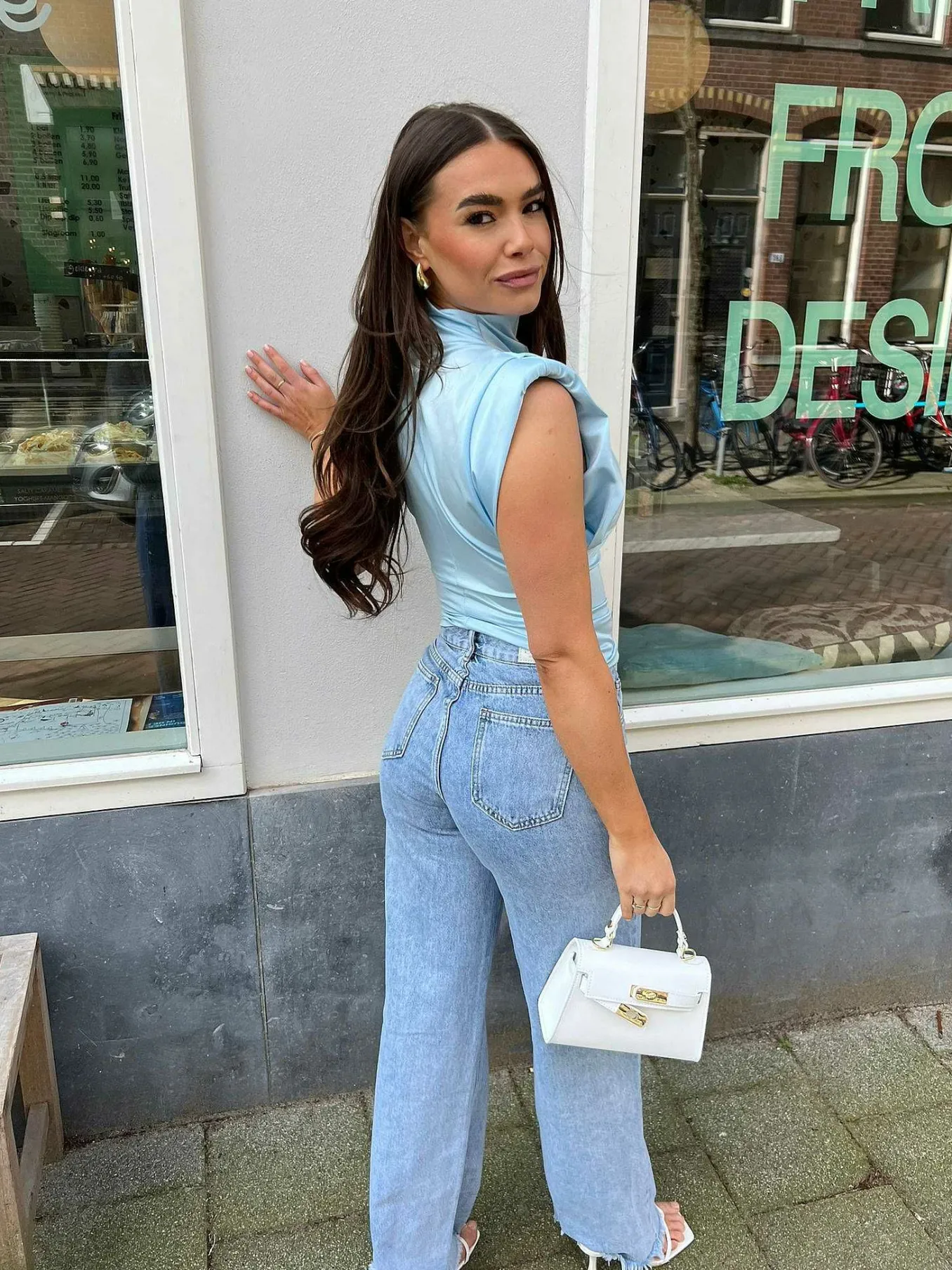 Best Yuna Silky Top Baby Blue Tops & Blousjes