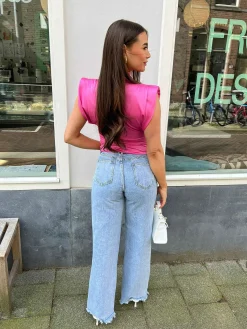 Cheap Yuna Silky Top Pink Tops & Blousjes