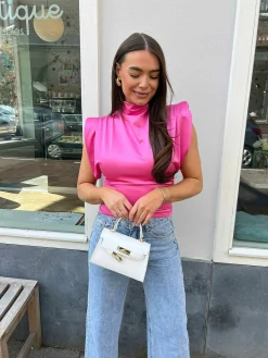 Cheap Yuna Silky Top Pink Tops & Blousjes